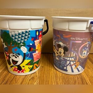 Disney World 50th Anniversary & Disney Parks Popcorn Collectible Bucket Bundle